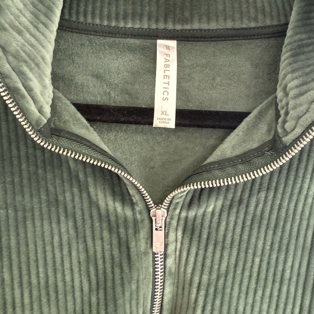 Fabletics Green Plush Rib Half Zip Sweatshirt - image 3
